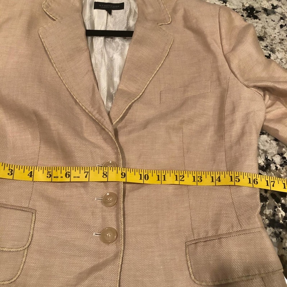 STRENESSE Gabriele Strehle Tan Linen Silk Blazer 8 - Picture 8 of 11